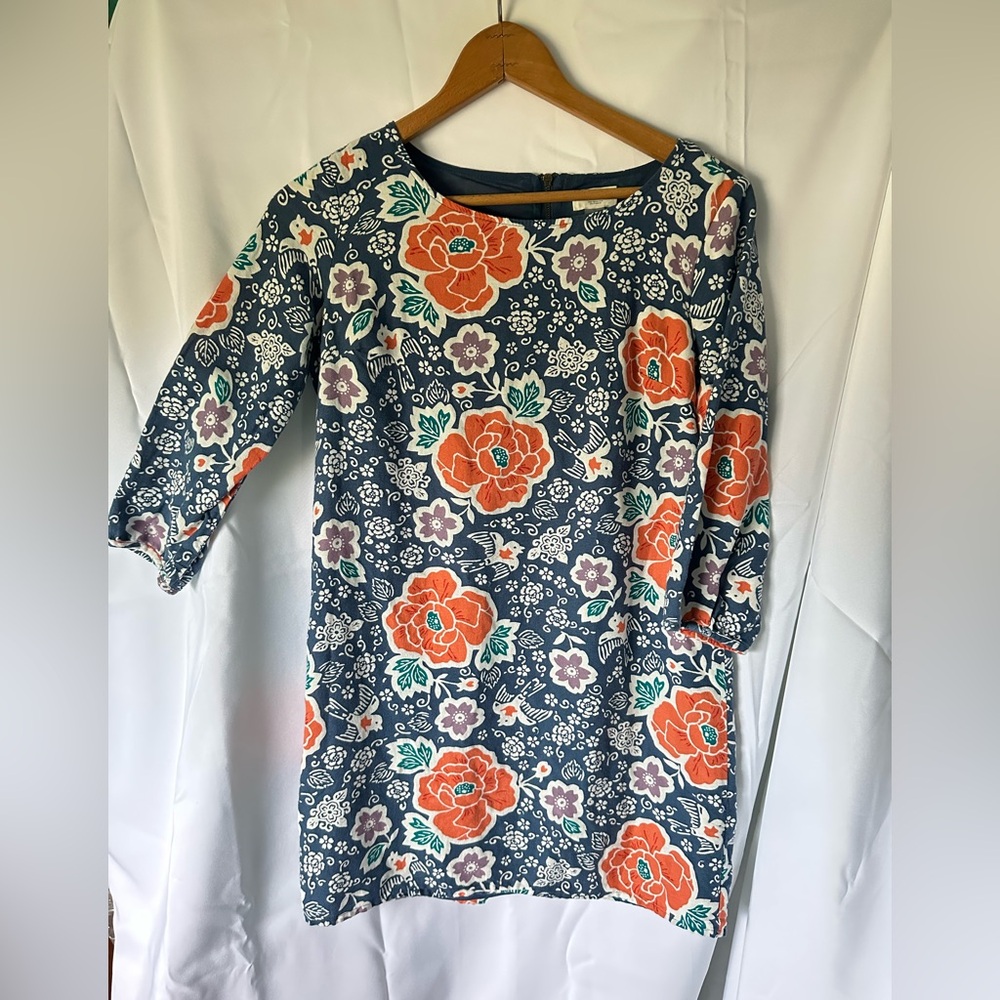 OLD NAVY FLORAL SHIFT MINI DRESS Size M Women 3/4 Sleeve Lined Cottagecore Tunic
